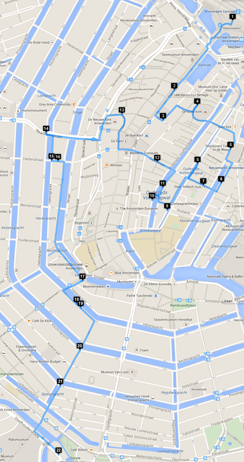 Central Station to Rijksmuseum Route 1